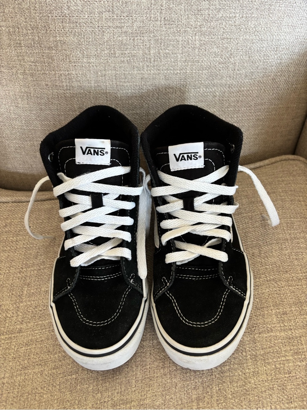 Vans Kids Black and White High-Top Skate Sneakers